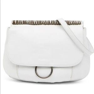 White Webbing Women’s Ladies Leather Large Crossbody Bag By CHRISTOPHER KON